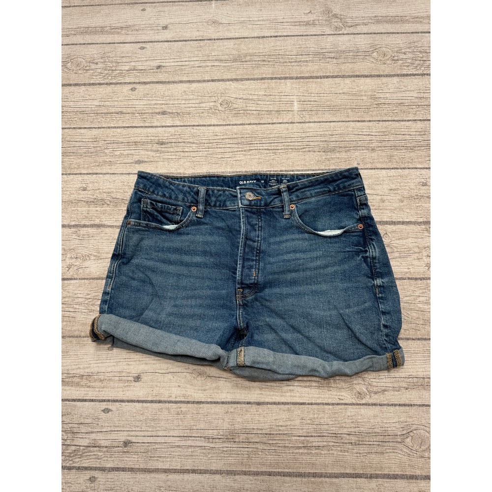 Old Navy Shorts Women's 12 Blue Denim High Rise O.G. Straight Cuffed Medium Wash
